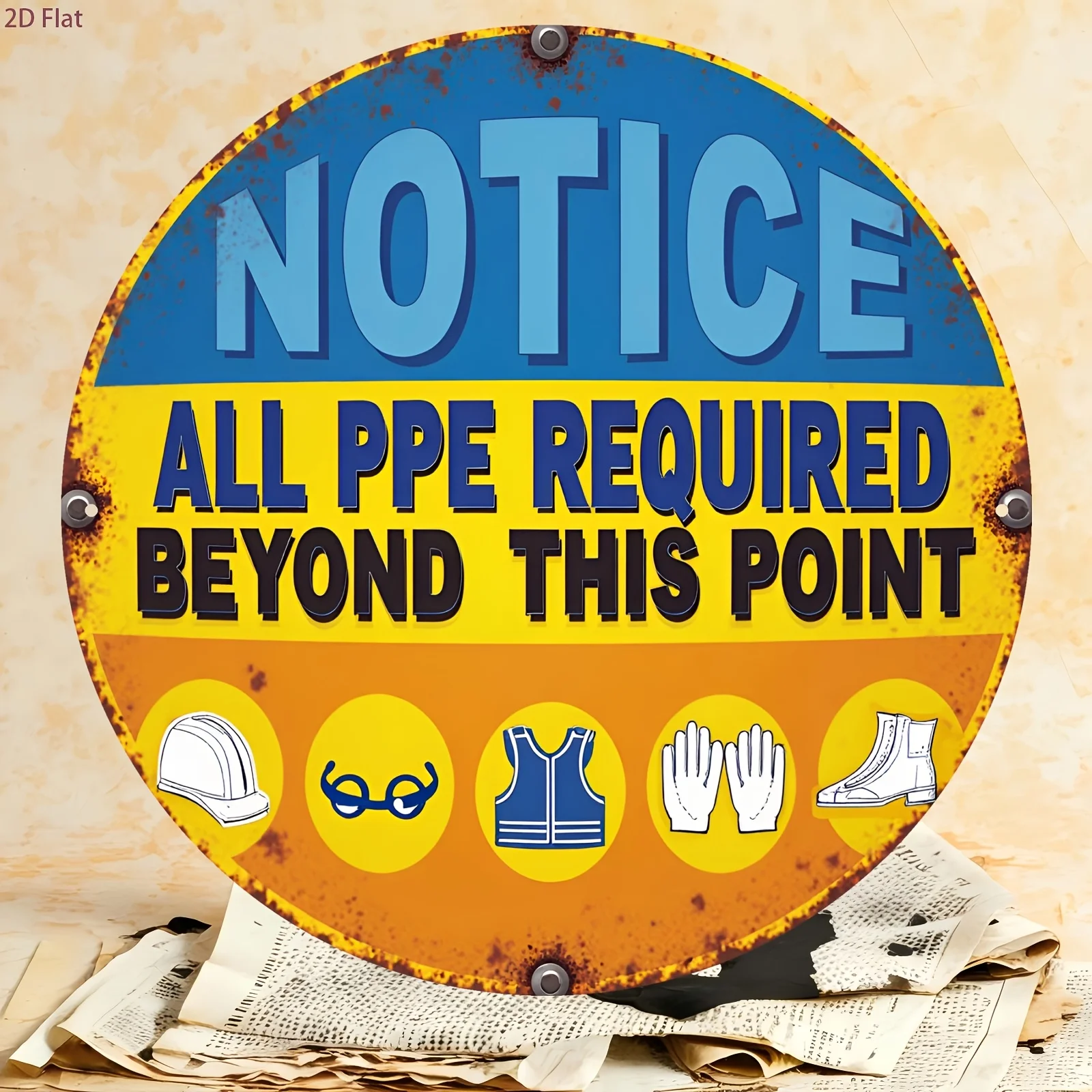 Workshop Tools Safety - 2D Flat Aluminum Safety Warning Sign