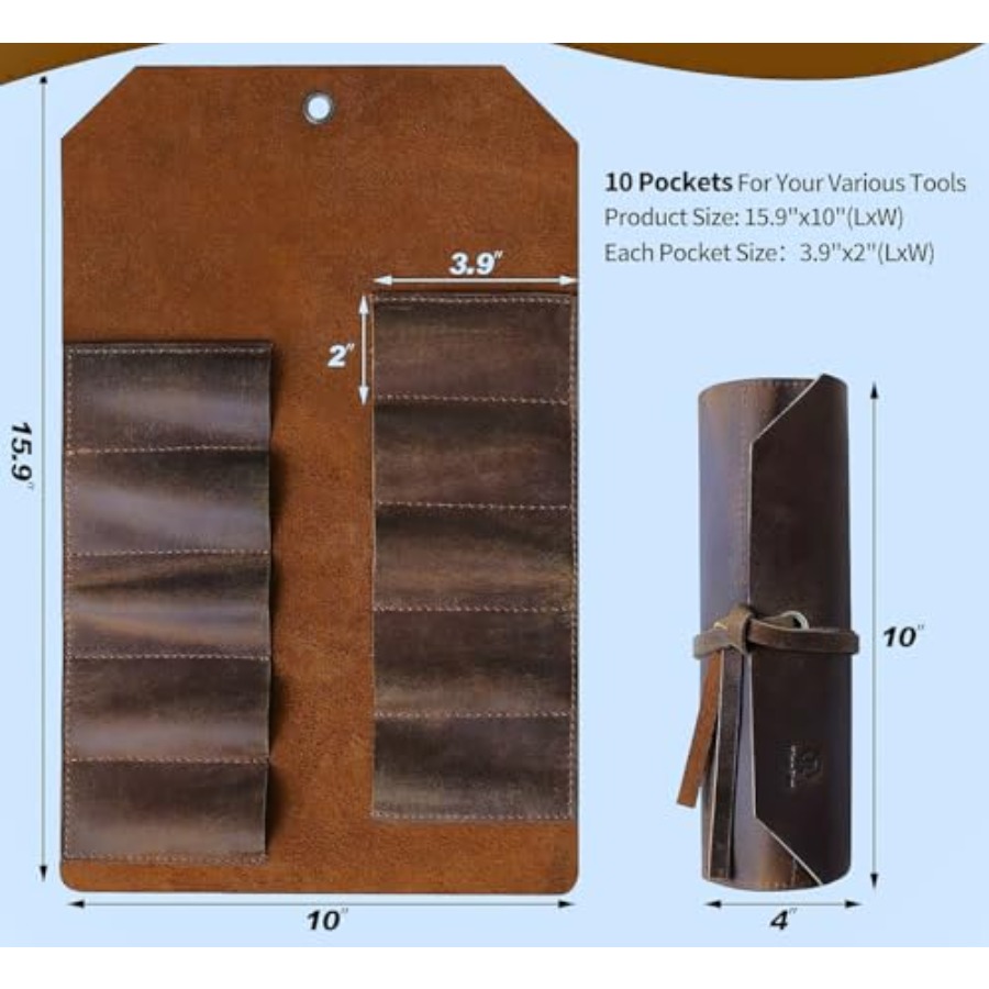 Leather Tool Roll Pouch 10 Slo - Tools For Woodworking Workshop 리뷰 및 가격